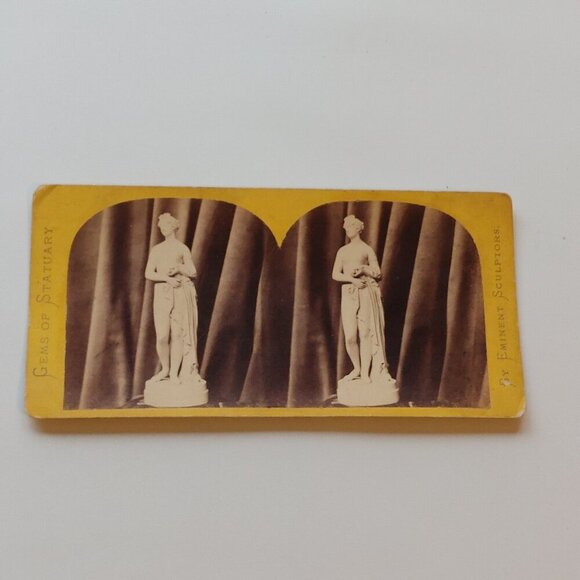ANTIQUE STEREOGRAPH CARD The Tinted Venus - John Gibson Marble Statue - Picture 1 of 5